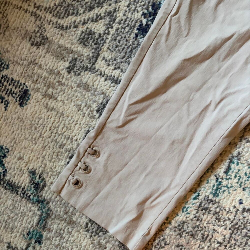 Jenna Rose Cream Capri Pants Button Detail‎ Y2K Stretch Office Siren Tan Large - Picture 4 of 7